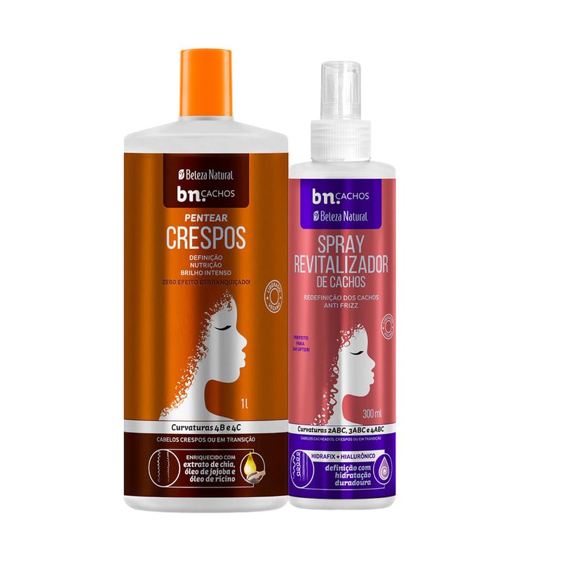 Kit Creme de Pentear Crespos 1l + Spray Revitalizador (2 itens)
