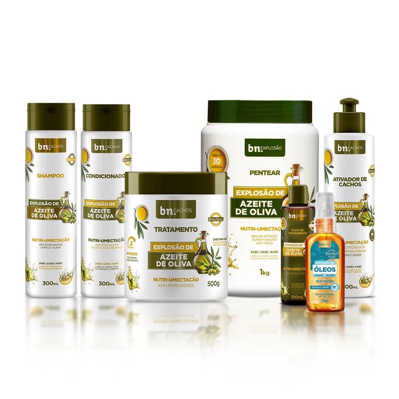 Kit Linha Completa Explosão de Azeite de Oliva + Óleo de Jojoba e Argan 55ml