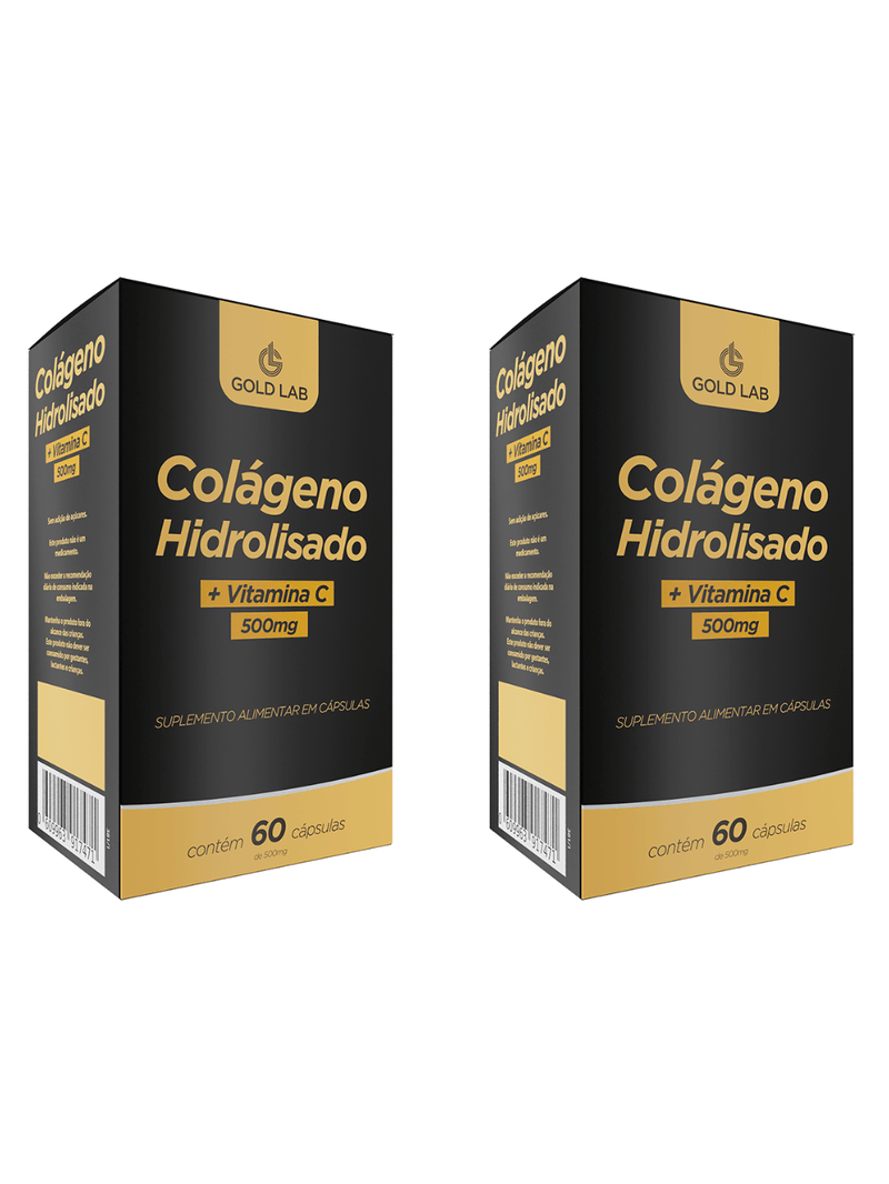 Kit C/2 Colágeno Hidrolisado +Vitamina C C/60 Cápsulas - Gold Lab