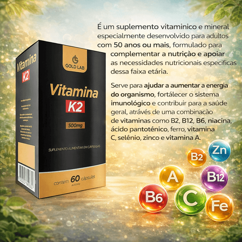 Kit 2 Vitamina K2 Ossos Fortes 500mg 60 Cápsulas Gold Lab