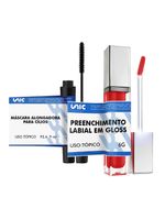 Mascara Alongadora Para Cílios 9Ml + Preenchimento Labial Em Gloss  6Gr