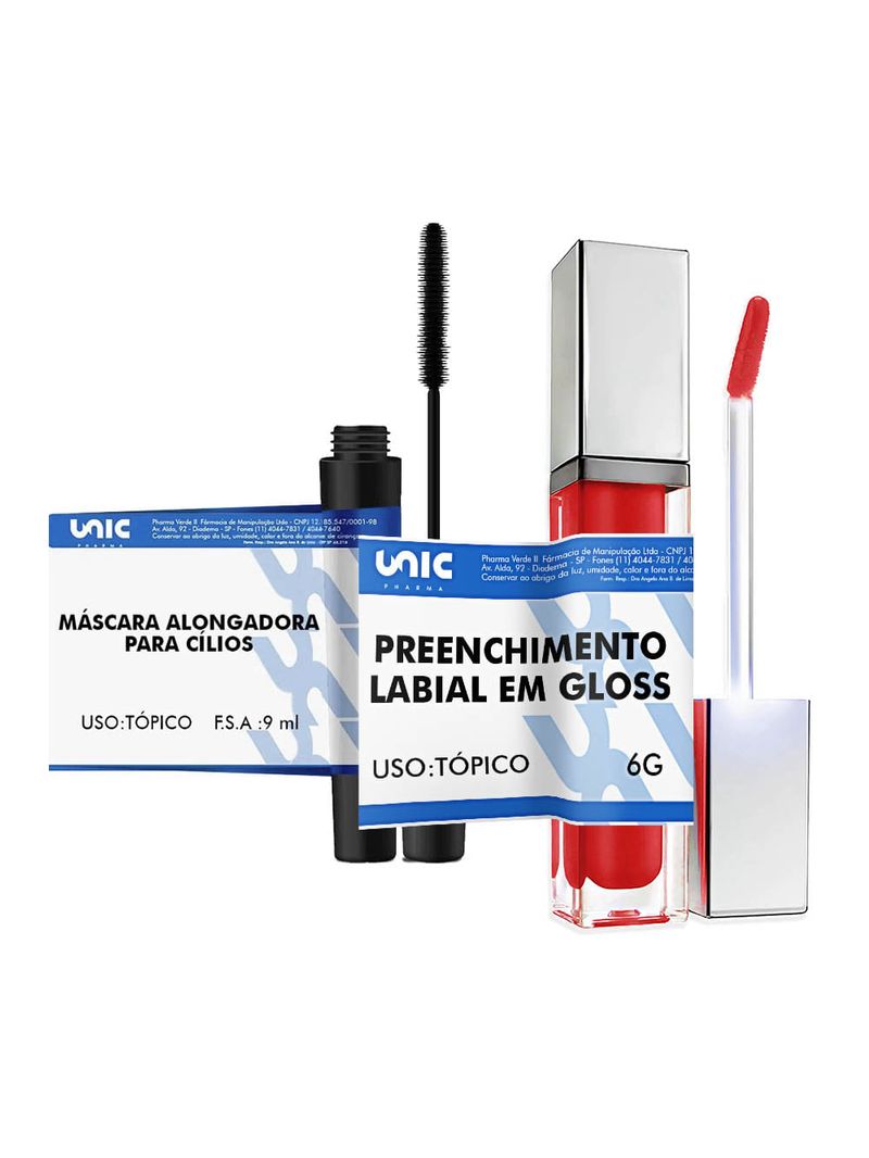 Mascara Alongadora Para Cílios 9Ml + Preenchimento Labial Em Gloss  6Gr