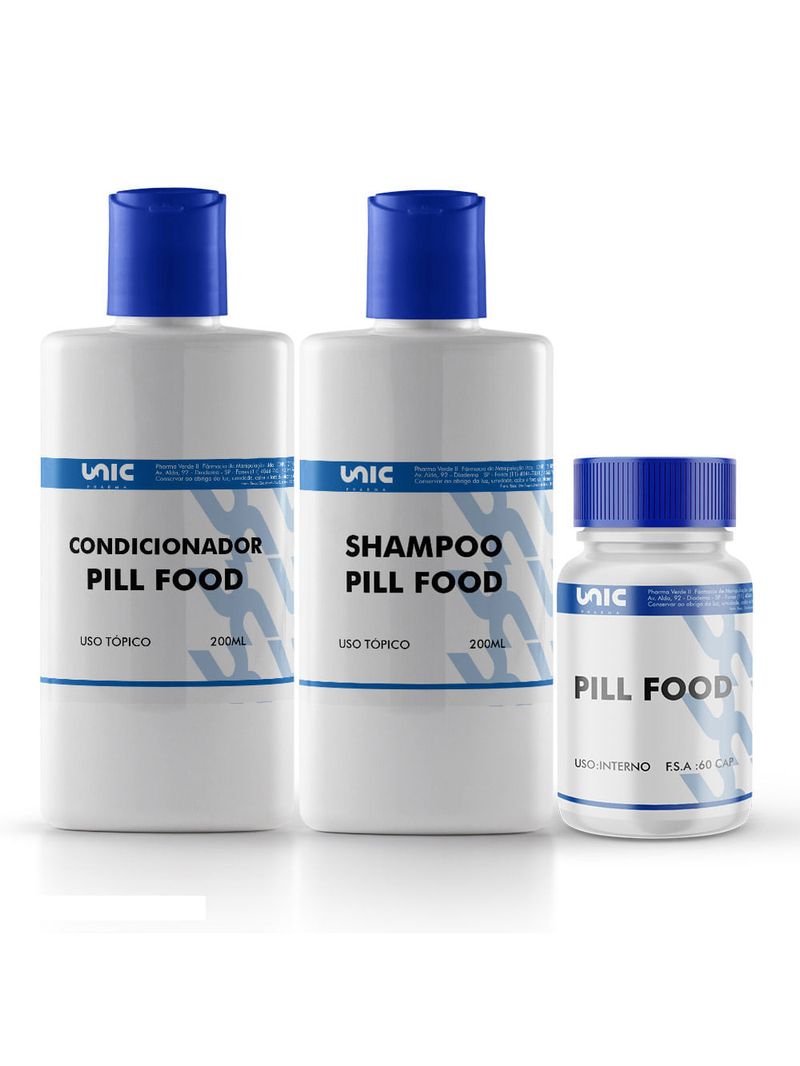 Kit Shampoo Pill Food + Condicionador Pill food 200ml (cada) + 60 cáps