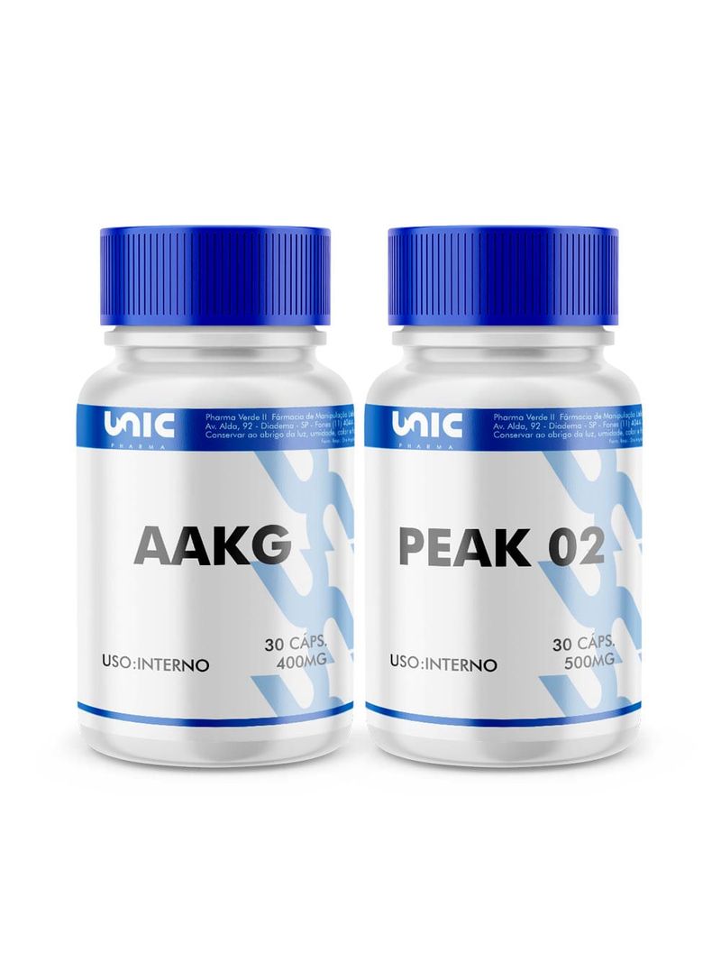 Arginina Aakg 400Mg  + Peak O2 500Mg - 30 Cápsulas