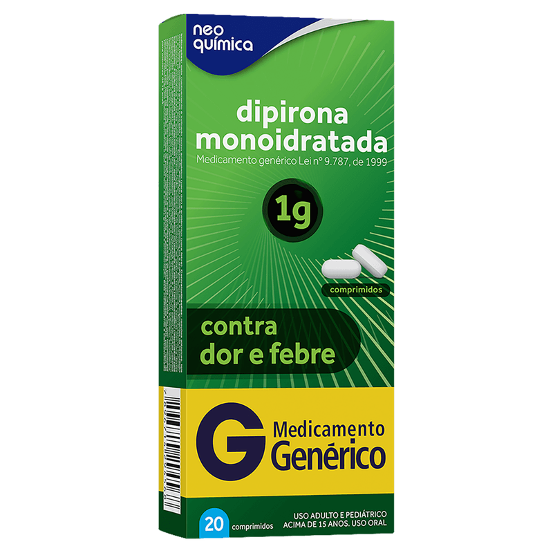 Dipirona Monoidratada 1g Neo Química - 20 Comprimidos