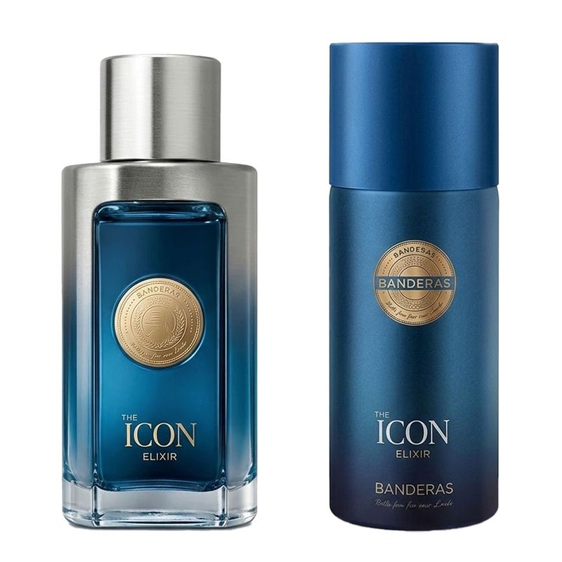 Kit Banderas The Icon Elixir Masculino - EDP 100ml + Deo 150ml