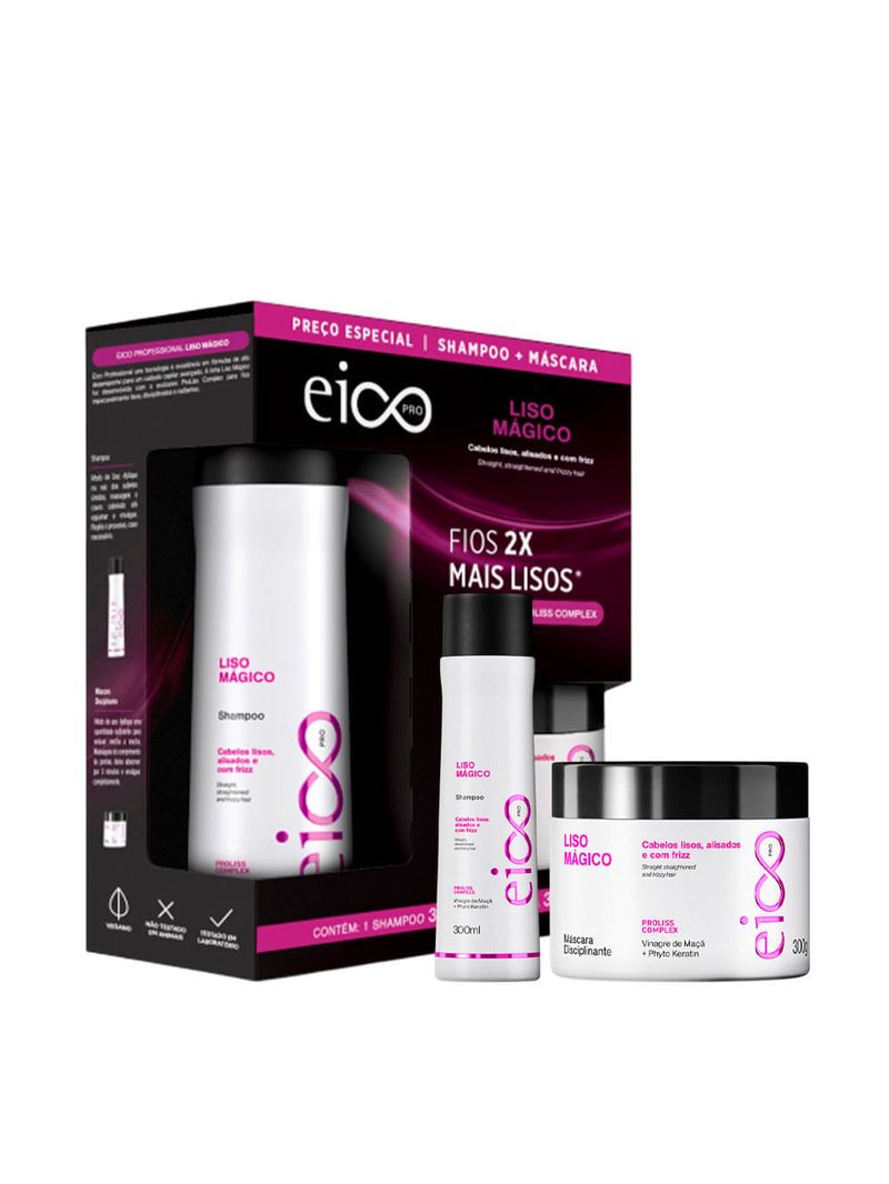 Kit Eico Pro Liso Mágico - Shampoo 300ml + Máscara 300g