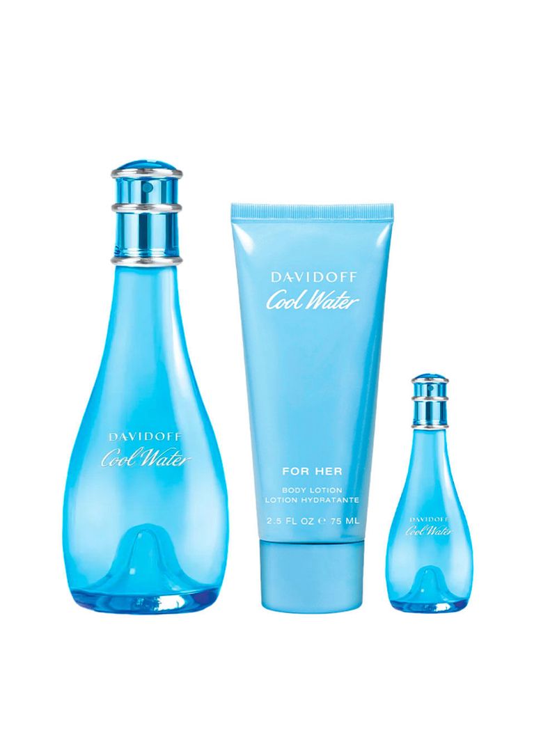 Kit Davidoff Cool Water Feminino - Eau de Toilette 100ml + 15ml + Body Lotion 75ml