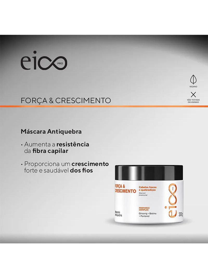 Kit Eico Pro Força & Crescimento - Shampoo 300ml + Máscara 300g