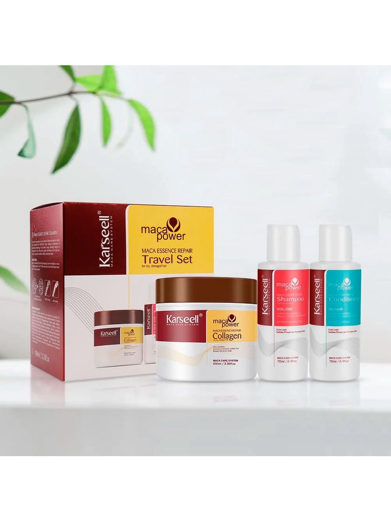 Kit de Viagem Karseell Maca Power Shampoo 70ml + Condicionador 70ml + Máscara Capilar 100ml