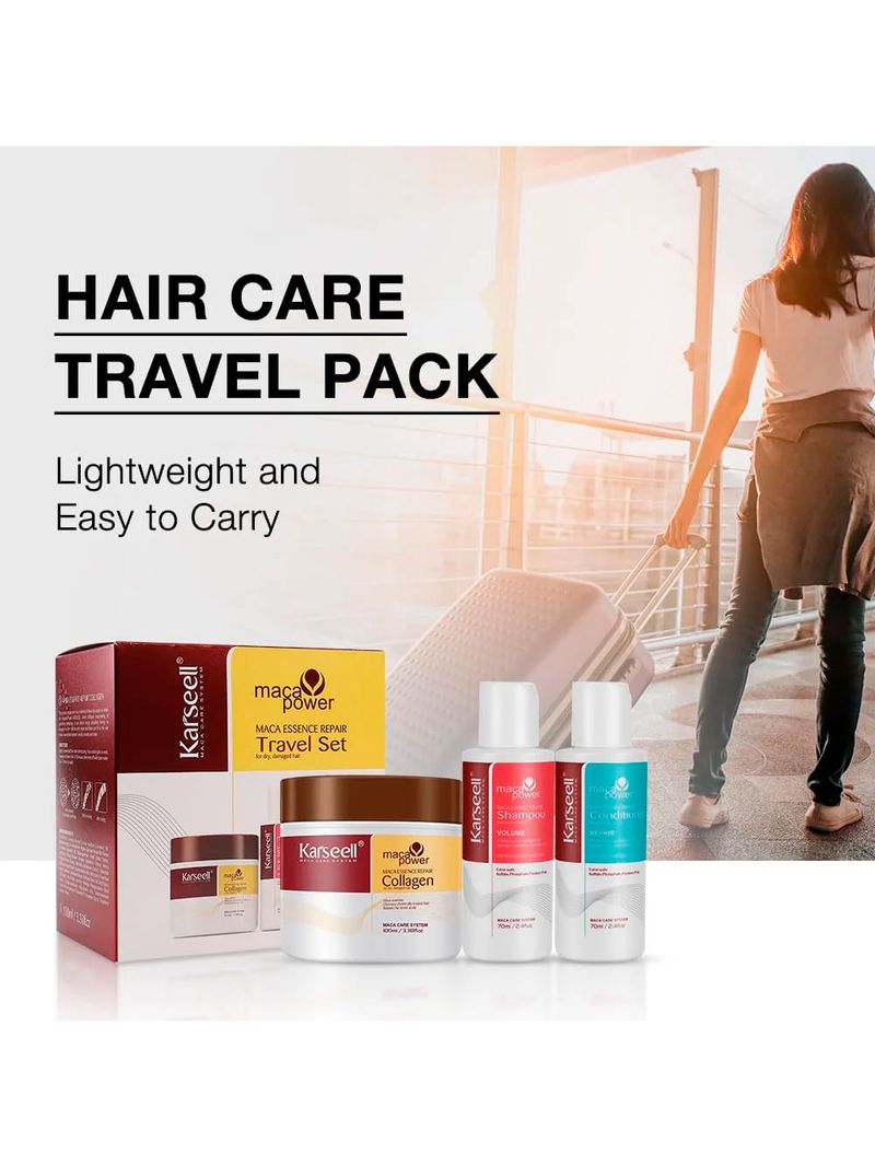 Kit de Viagem Karseell Maca Power Shampoo 70ml + Condicionador 70ml + Máscara Capilar 100ml