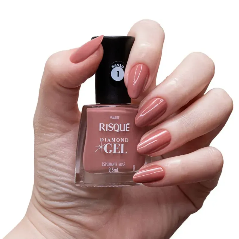 Esmalte Risqué Diamond Gel Espumante Rosé Cremoso - 9,5ml