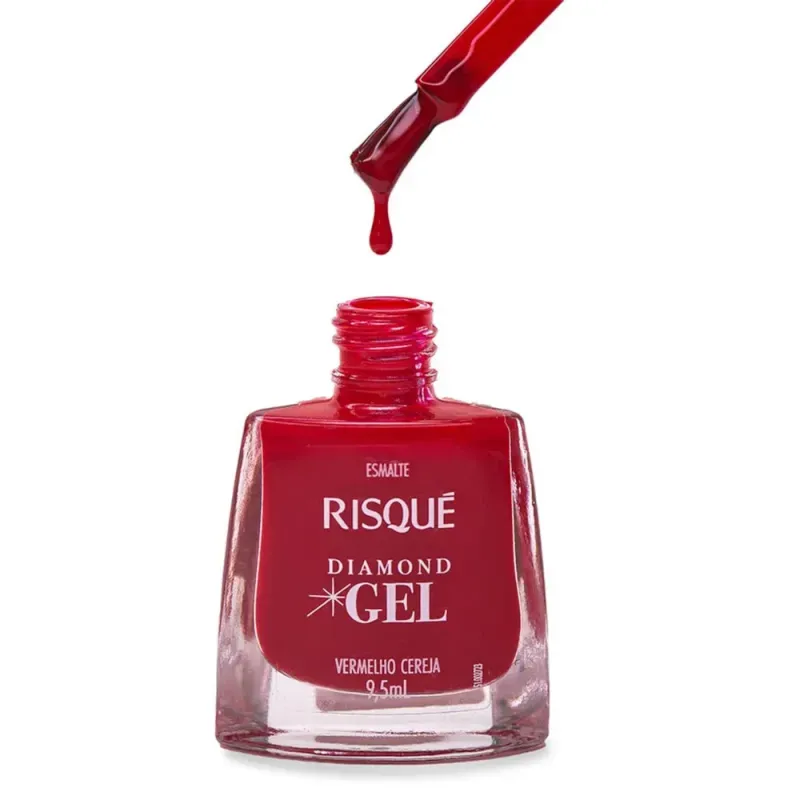 Esmalte Risqué Diamond Gel Vermelho Cereja Cremoso - 9,5ml