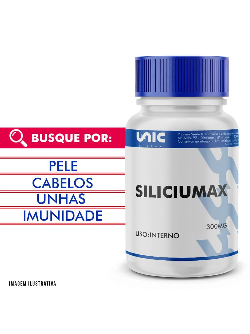 SiliciuMax Silício Orgânico 300mg 30 Cápsulas Unicpharma Pele Cabelo e Unhas