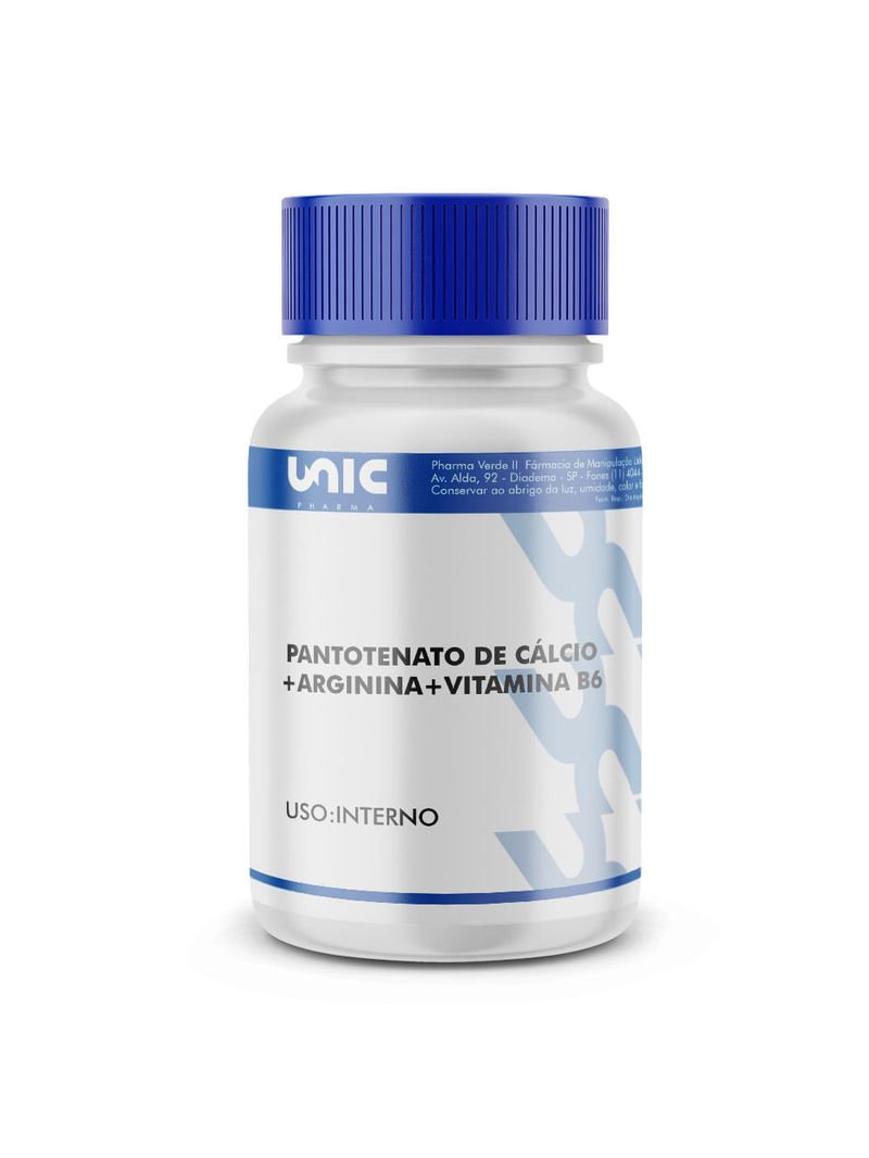 Arginina 400mg + Pantotenato Cálcio + Vitamina B6 120 Cápsulas Unicpharma