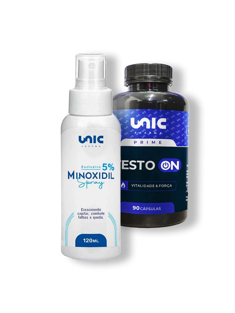 Testo On 90 cáps mais Minoxidil 5% 120ml