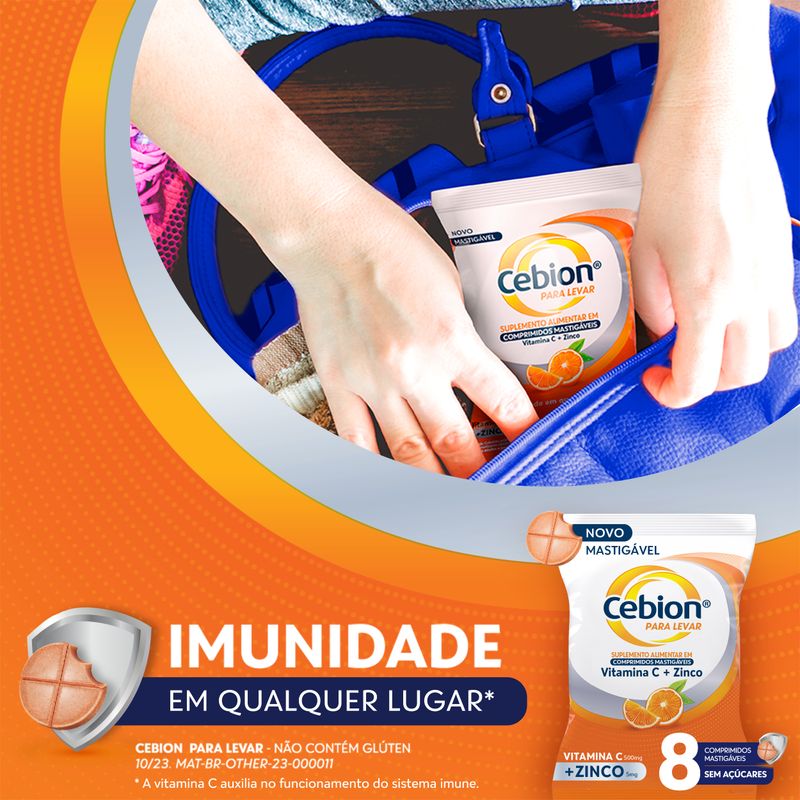 Suplemento Laranja Cebion para Levar - 8 Comprimidos Mastigáveis