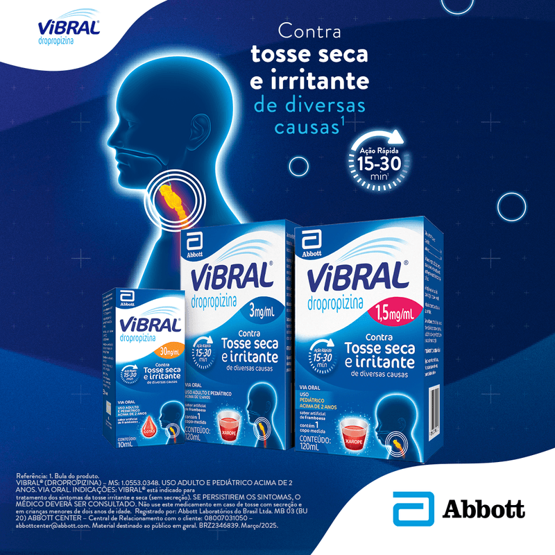 Xarope Vibral 1,5mg/ml Framboesa Abbott Caixa 120ml + Copo-Medida