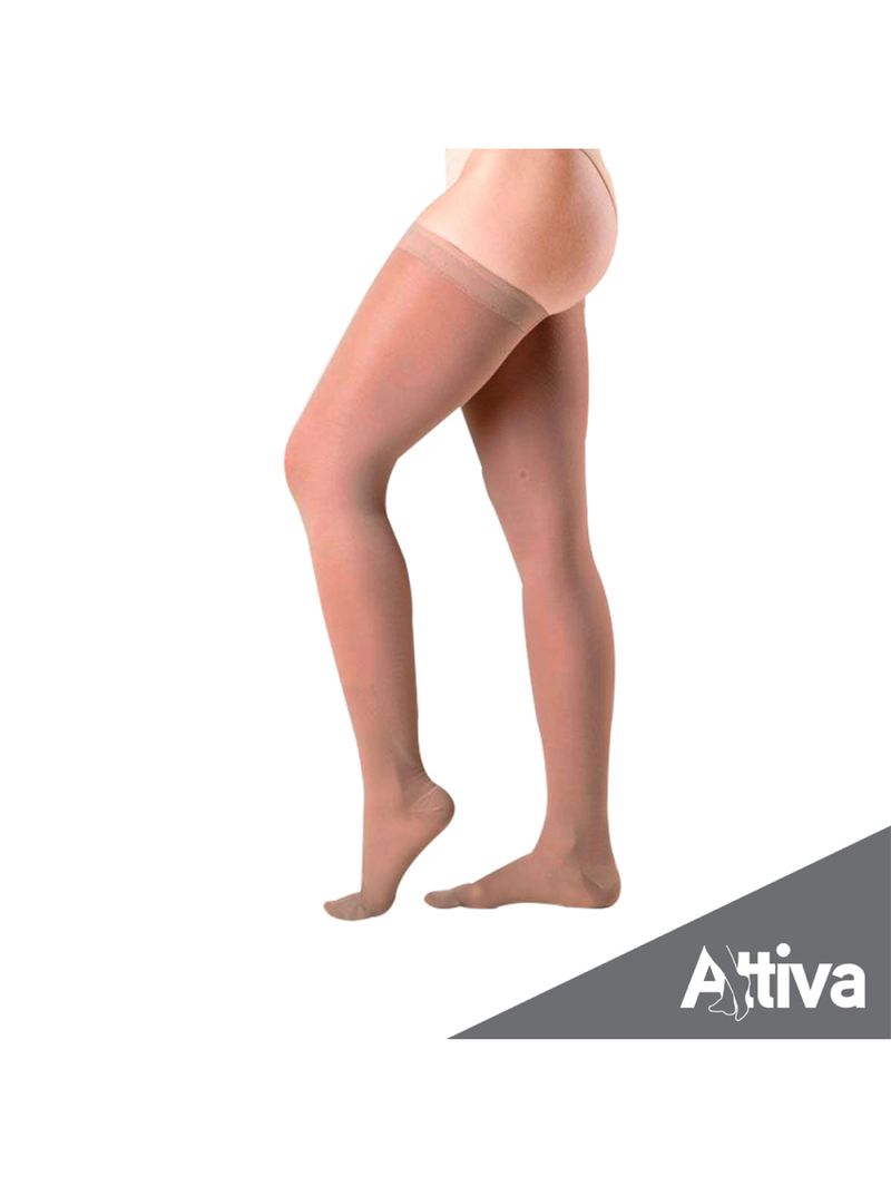 Meia Coxa 7/8 Attiva Alta Compressao 20-30 Fem Fechada Natural Escuro Tamanho G Cor NATURAL ESCURO