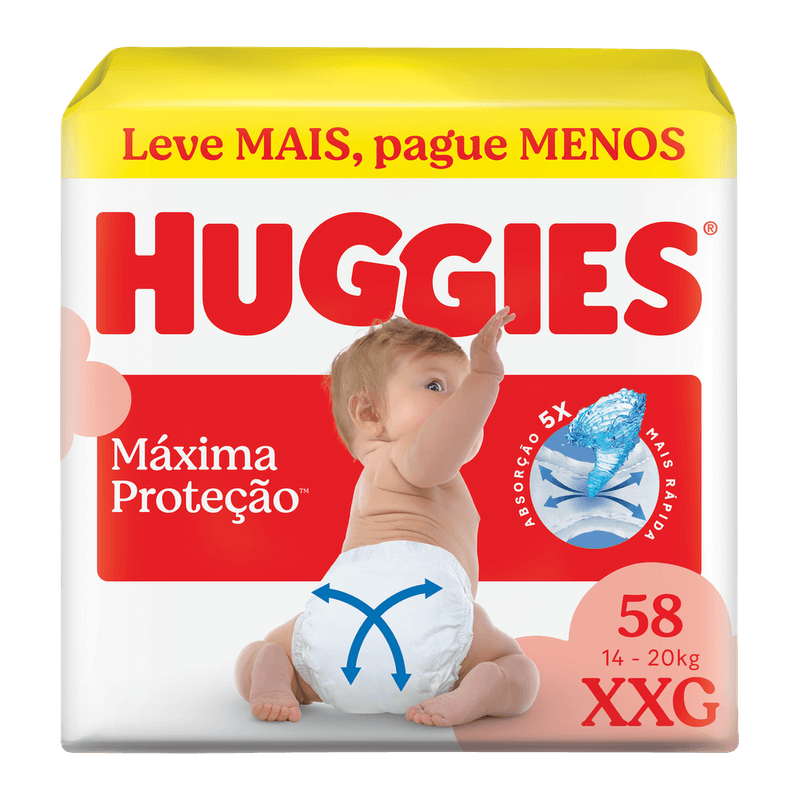 Fralda Huggies Máxima Proteção 58 Unidades XXG