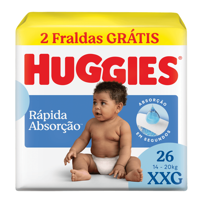 Fralda Huggies Rápida Absorção 26 Unidades XXG