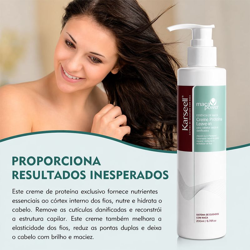 Leave-In Creme Maca Power Protein Hidratante 200ml Karseell