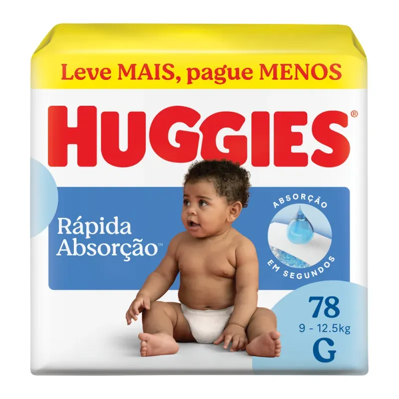 Fralda Huggies Rápida Absorção 78 Unidades G