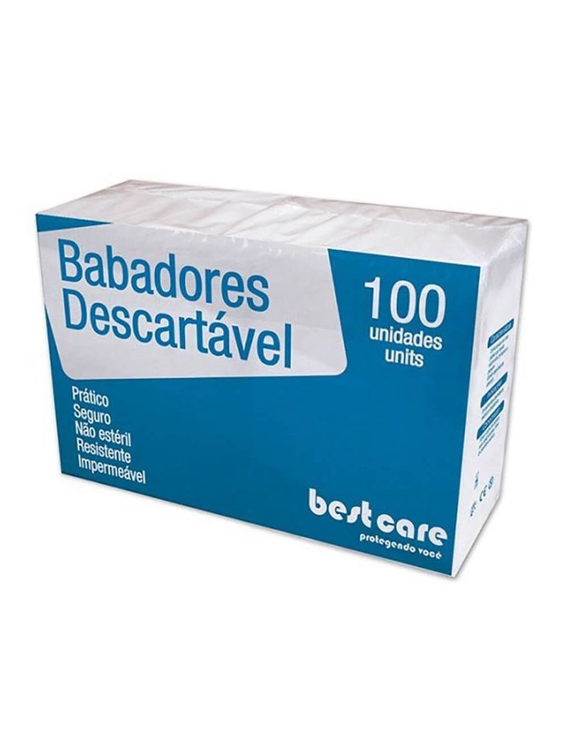 Babador Impermeável Best Care Descartável Branco - 100 unidades