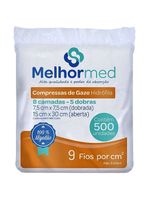 Compressa de Gaze não Estéril MelhorMed - 09 Fios - 7,5cm x 7,5cm - 500 unidades