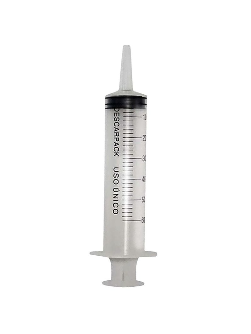 Seringa Hipodérmica Descarpack - 60ml - Bico Cateter - Sem Agulha - Unidade