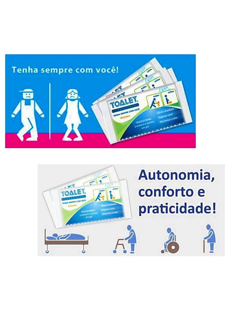 Toalet Descartável Bolsa Coletora Urina e Vômito - Sistema Gel 600ml