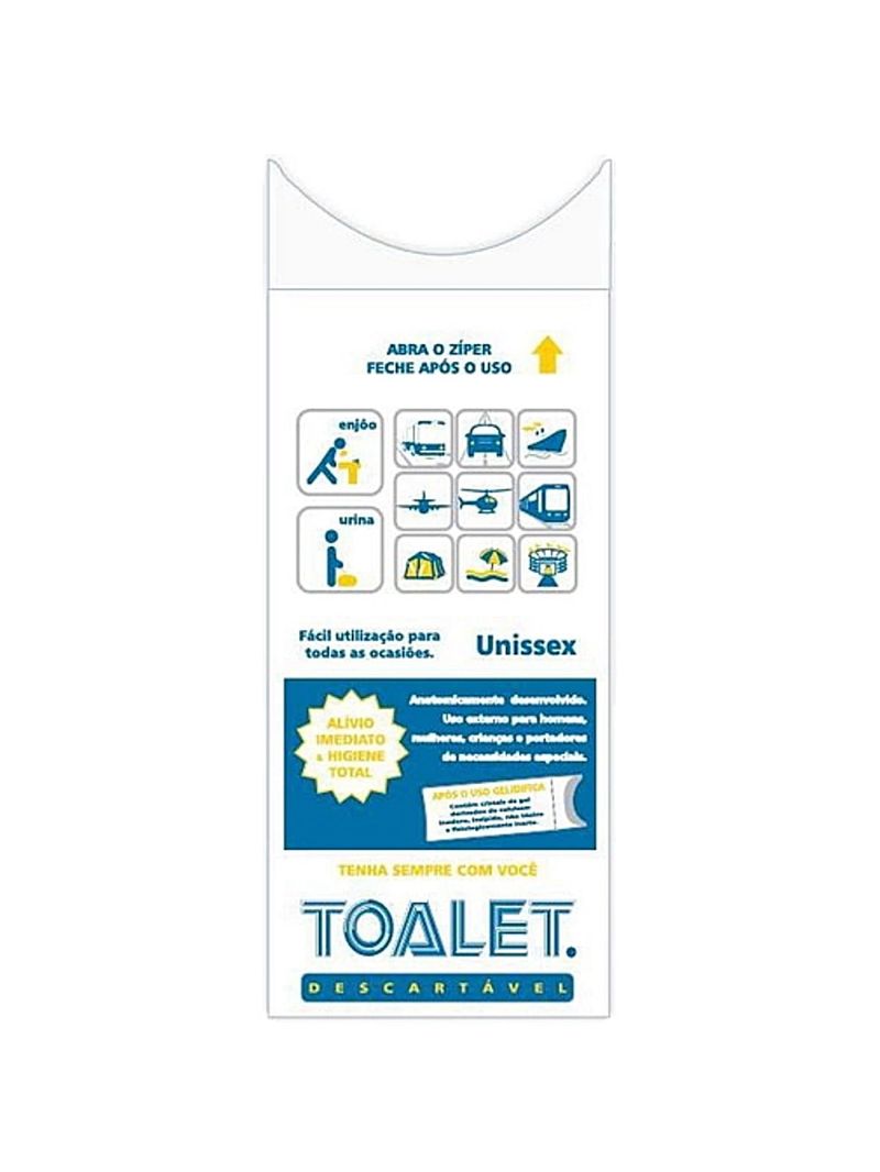 Toalet Descartável Bolsa Coletora Urina e Vômito - Sistema Gel 600ml