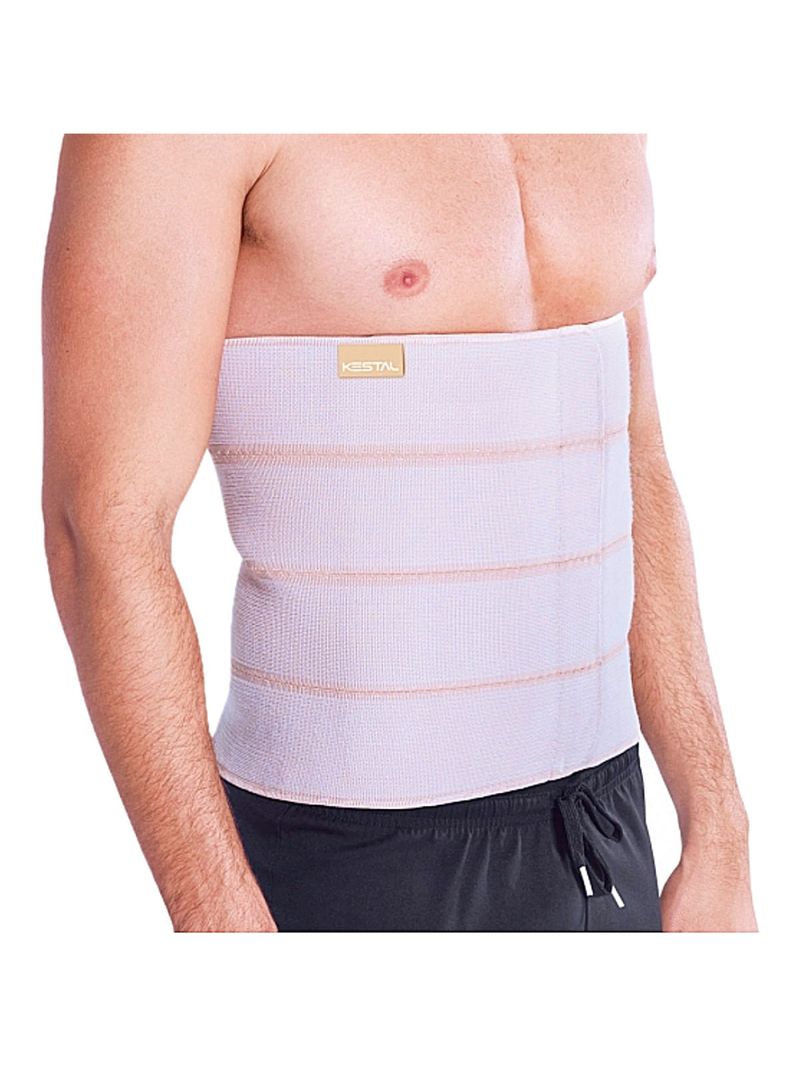 Faixa Elástica Abdominal Kestal - 4 Gomos - Bege - GG