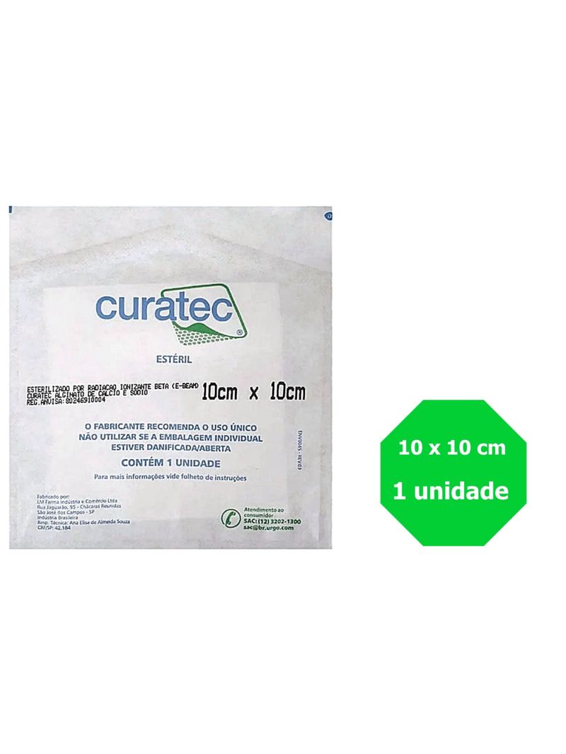 Curativo Curatec Alginato Cálcio Sódio 10x10cm - unidade