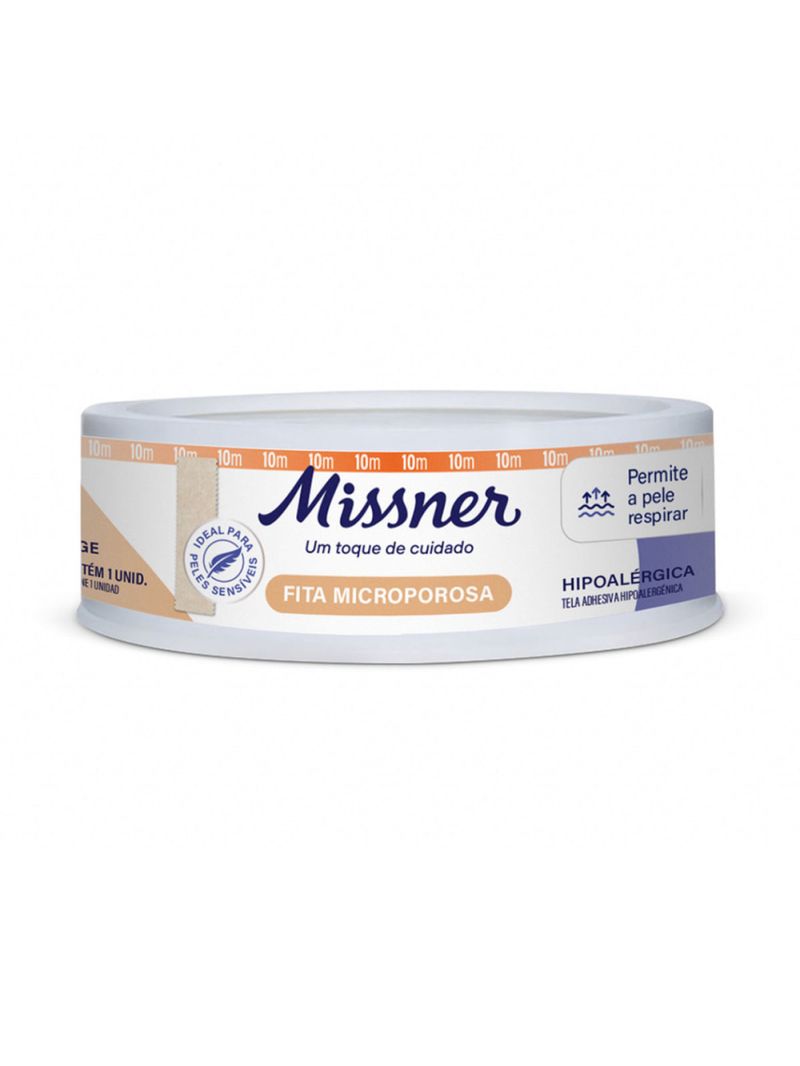 Fita Microporosa Missner - Bege - 1,2cm x 10m