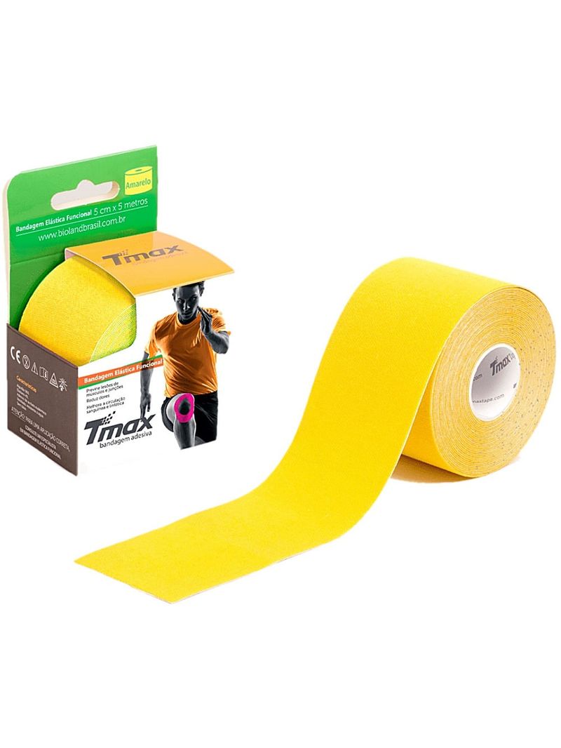Bandagem Elástica Kinesio TMax - 5cm x 5m - Amarela