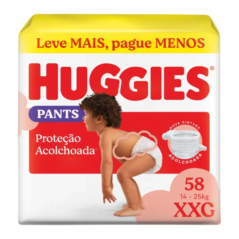Fralda Pants Roupinha Huggies Proteção Acolchoada 58 Unidades XXG