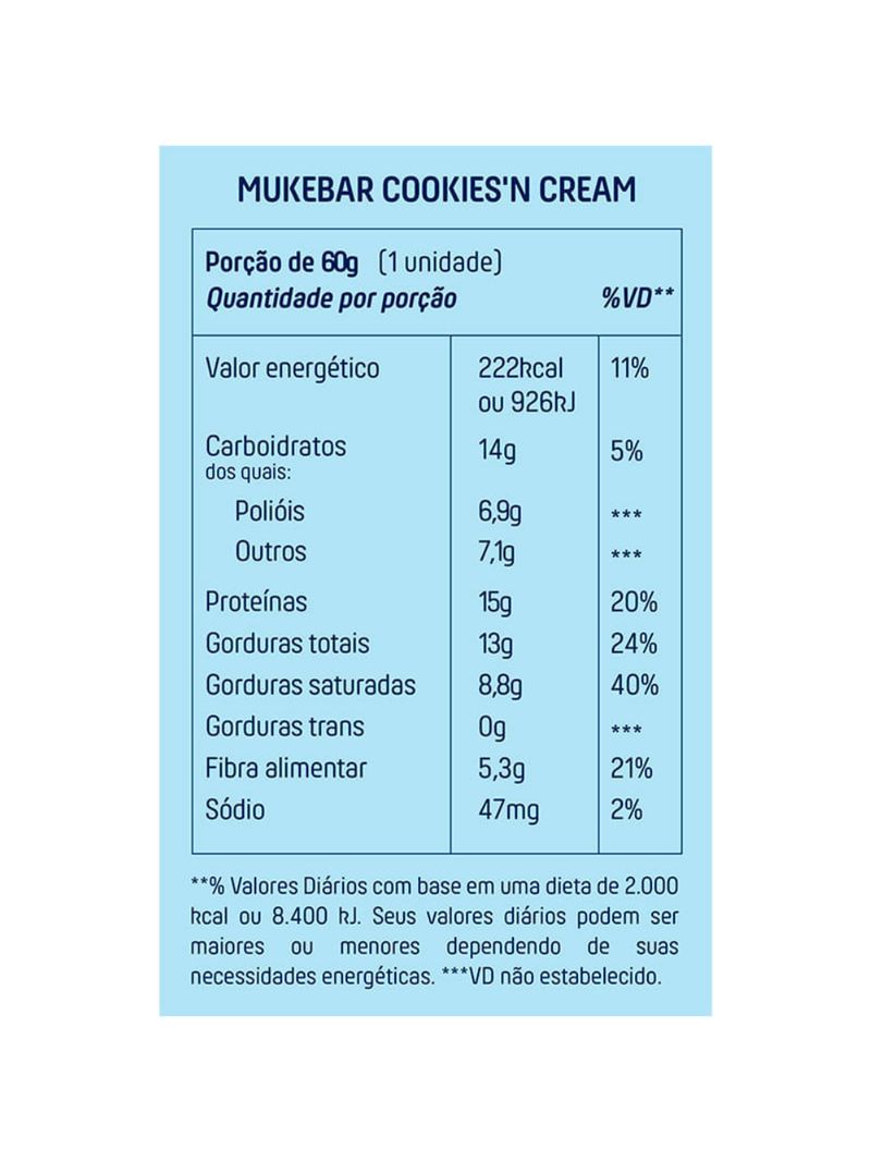 Barra de Proteína Mukebar Cookies N Cream 60g Mais Mu