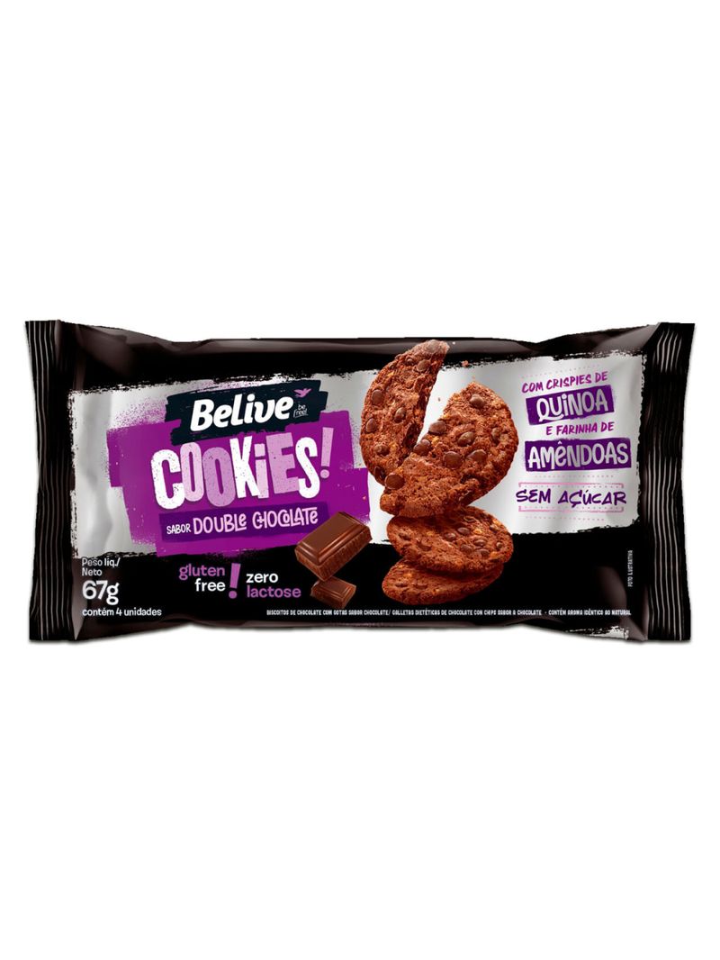 Cookies Zero Açúcar Double Chocolate Belive 67g