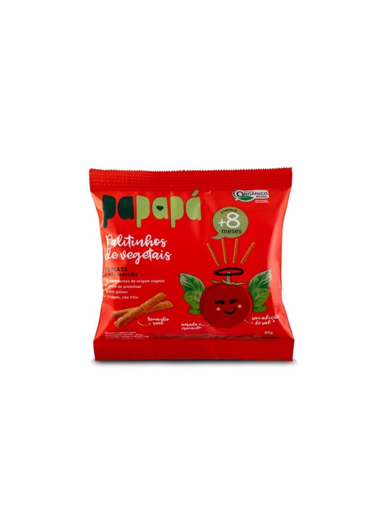 Palitinhos de Vegetais Tomate e Majericão Papapá 20g