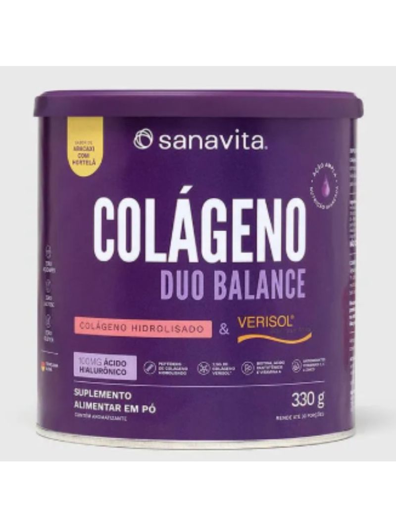 Colágeno Duo Balance Verisol e Ácido Hialurônico Abacaxi Hortelã 330g Sanavita