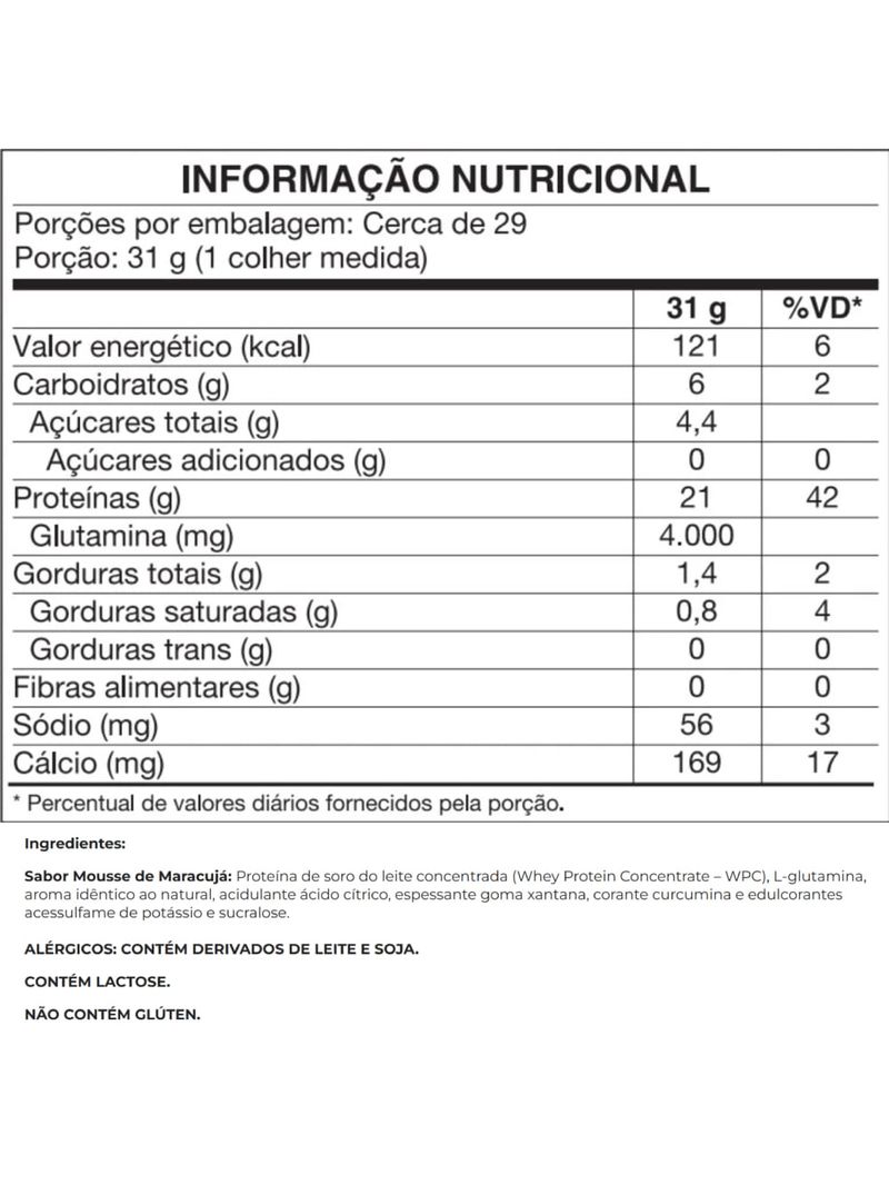 Whey Protein WPC Mousse de Maracujá Vitafor Pouch 900g