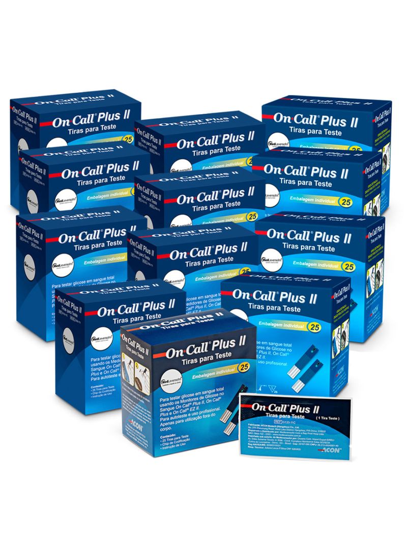 300 Tiras de Glicose Individuais On Call Plus II Medlevensohn