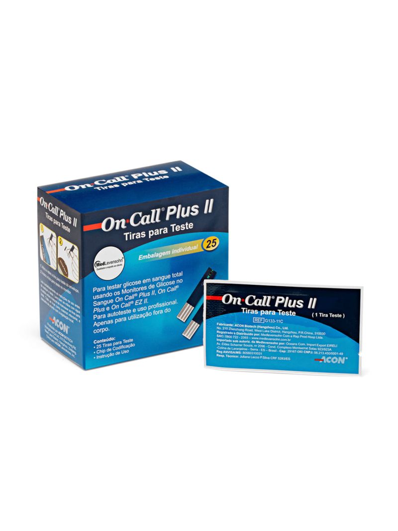 300 Tiras de Glicose Individuais On Call Plus II Medlevensohn