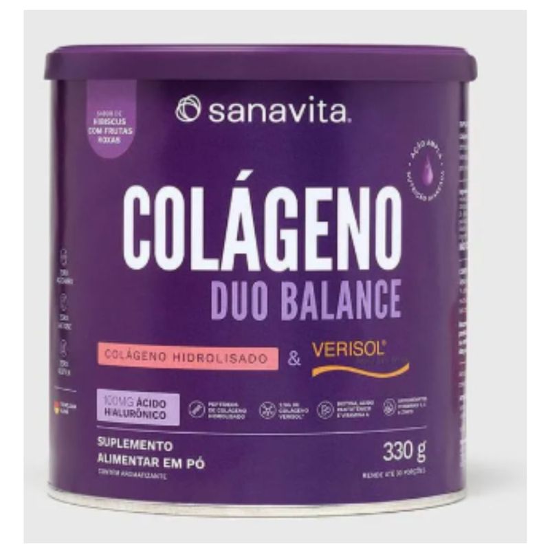 Colágeno Duo Balance Hibíscus Com Frutas Roxas Sanavita 330g