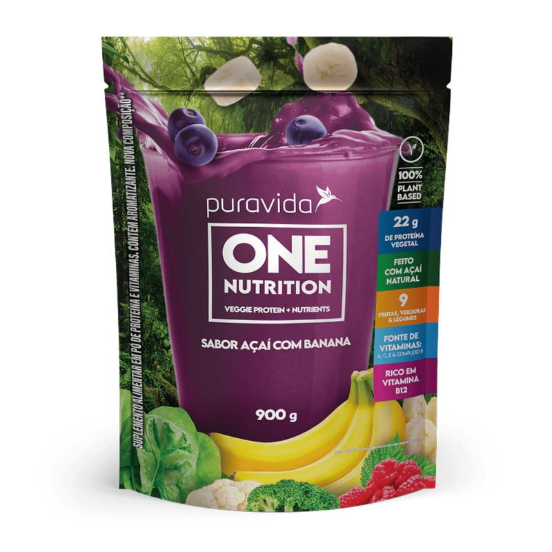 One Nutrition Açaí com Banana 900g Proteína Vegetal Puravida