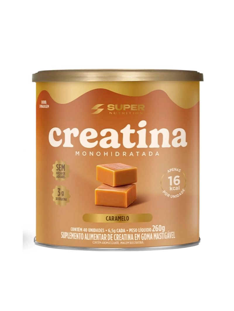 Creatina Caramelo 260g 40 Unidades Super Nutrition