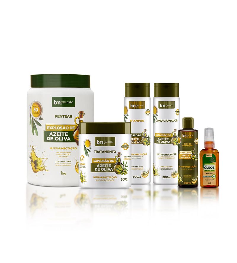 Kit Linha Completa Explosão de Azeite de Oliva + Umectação + Óleo Abacate  | bnCachos