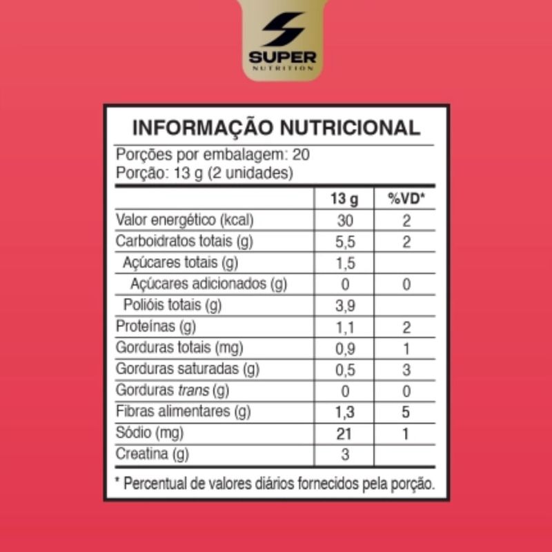 Creatina Caramelo Morango 260g Super Nutrition