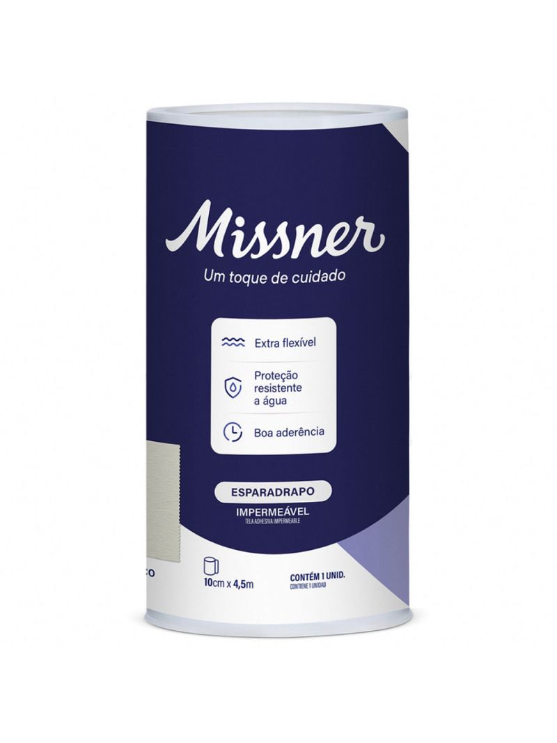 Esparadrapo Impermeável Missner - Branco - 10cm x 4,5m